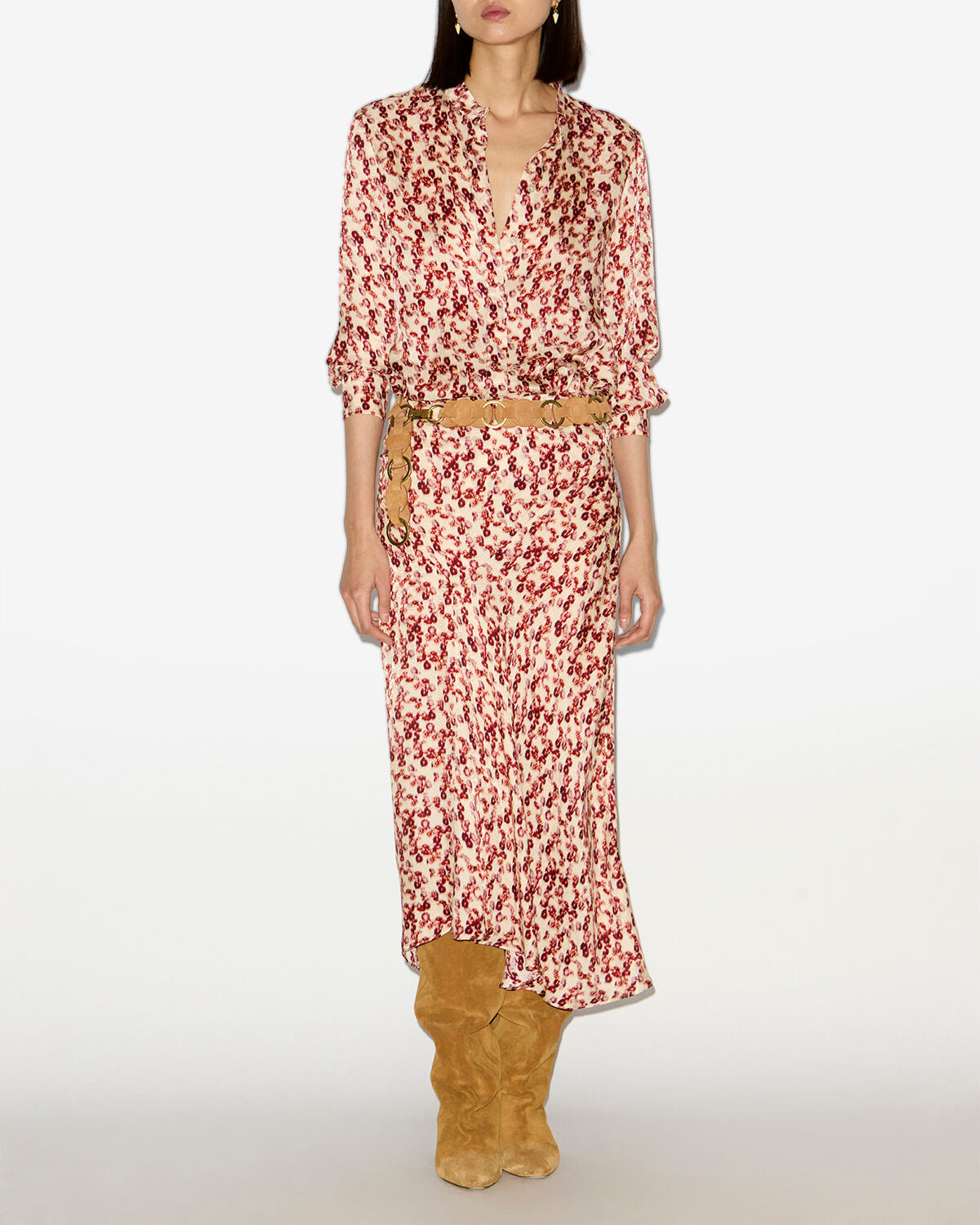 Camicia ilda in jacquard con motivo - Garnet - Woman - 1