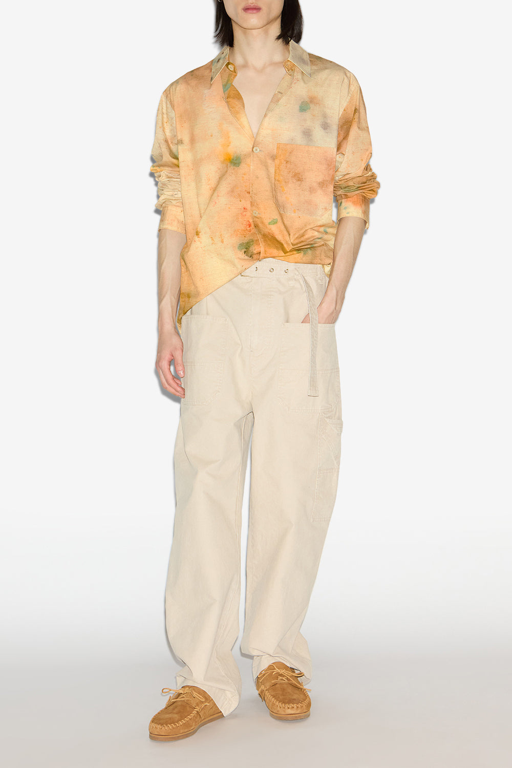 Chemise yacine en coton peint - Beige - Man - 2