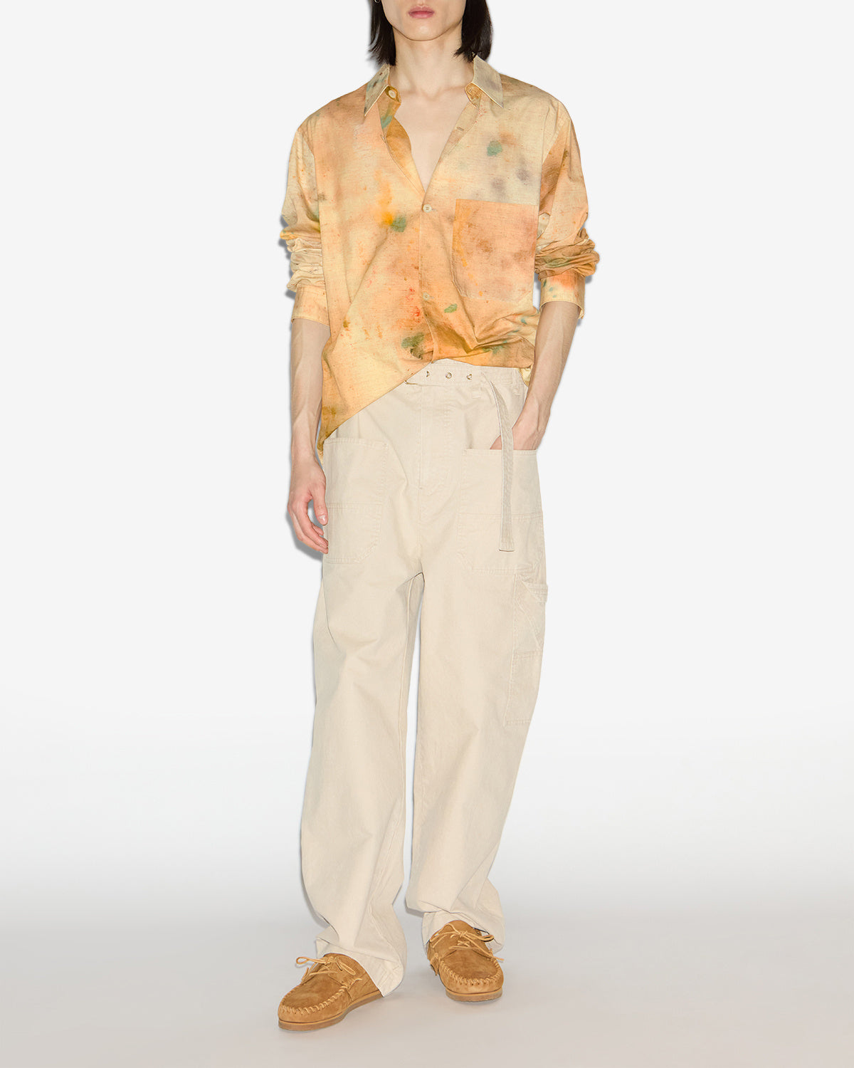 Camicia yacine in cotone colorato - Beige - Man - 1