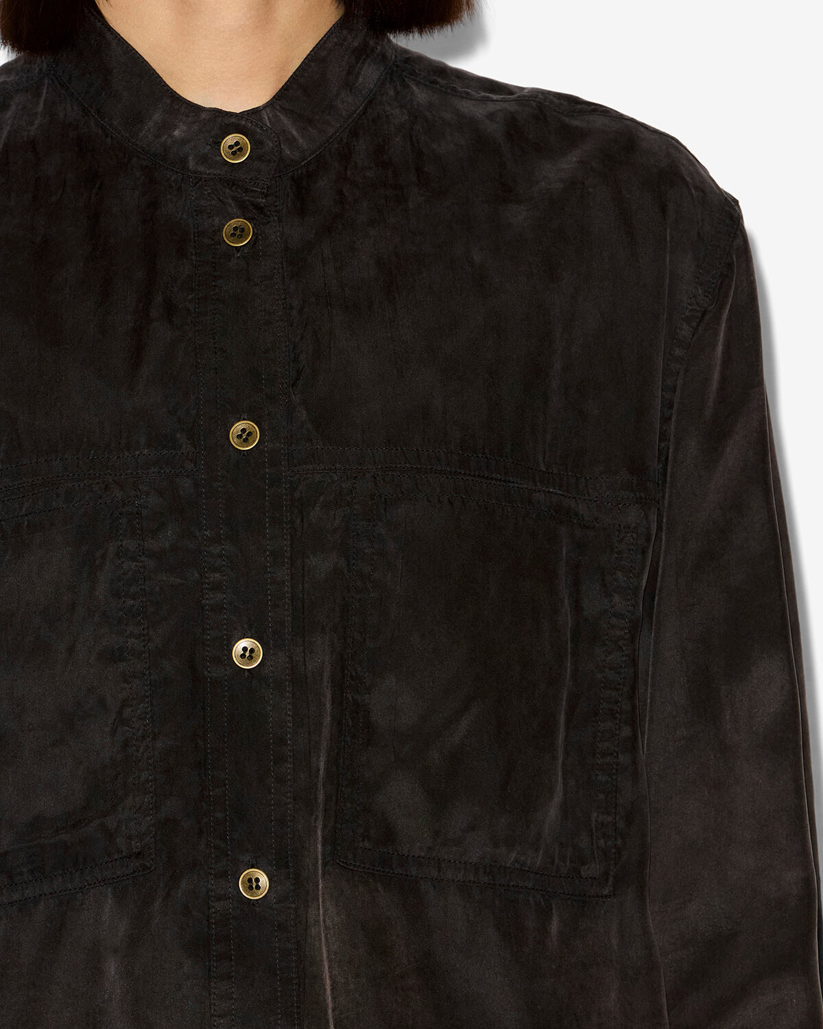 Zetta washed satin shirt - Black - Woman - 2