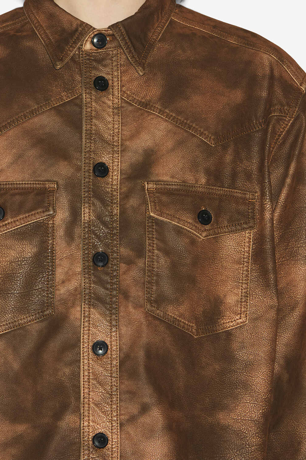 Chemise kadrian en faux cuir - Tabacco - Man - 3
