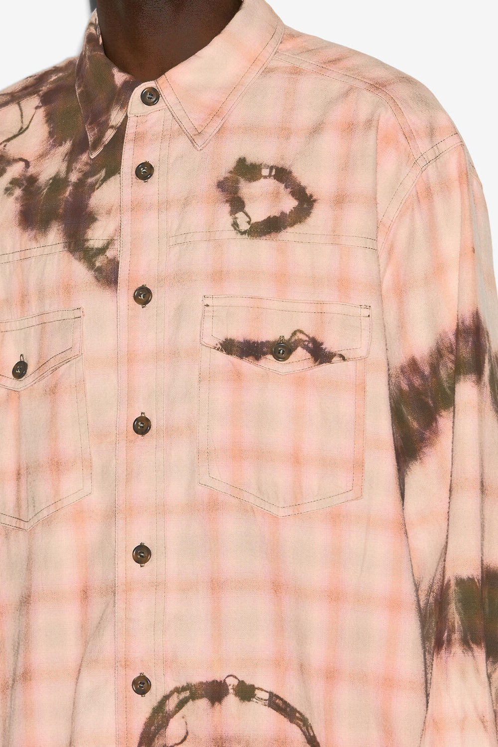 Chemise suli à carreaux et tie and dye - Faded peach - Man - 3