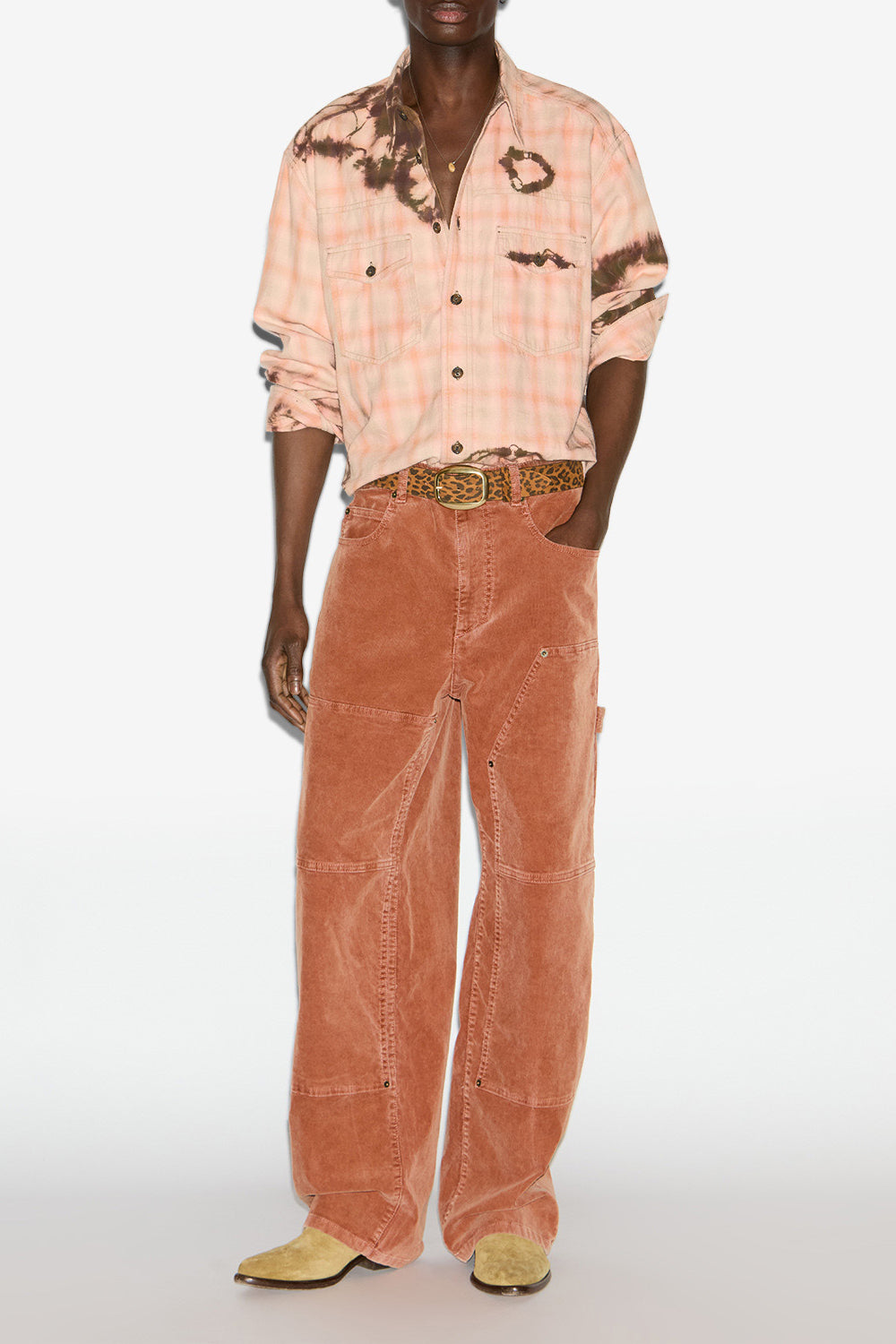 Chemise suli à carreaux et tie and dye - Faded peach - Man - 2