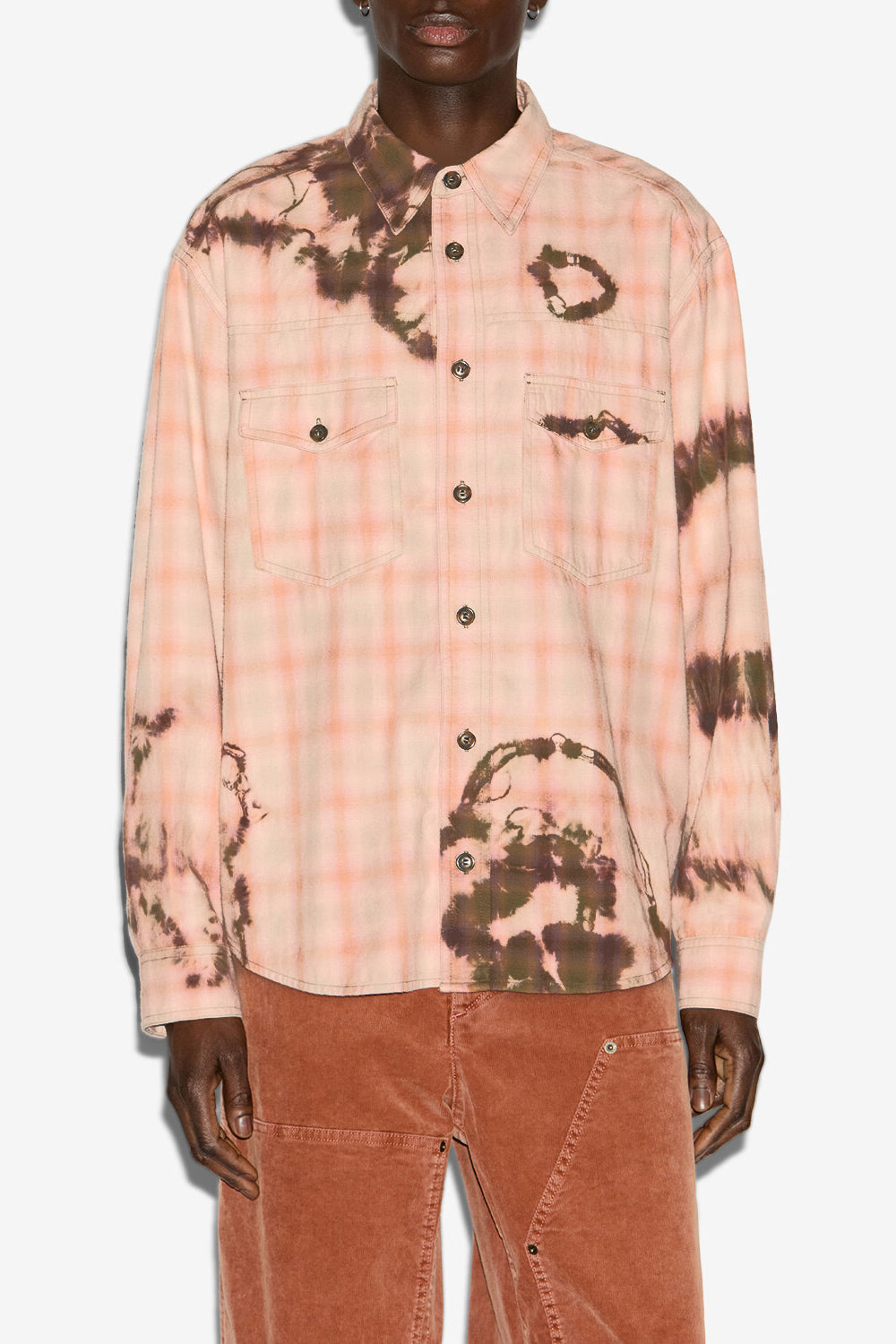 Chemise suli à carreaux et tie and dye - Faded peach - Man - 4