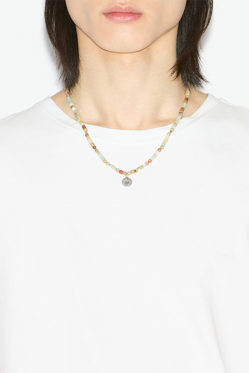 Collana pierce con perle e ciondolo - Pastel green-silver - Man - 2