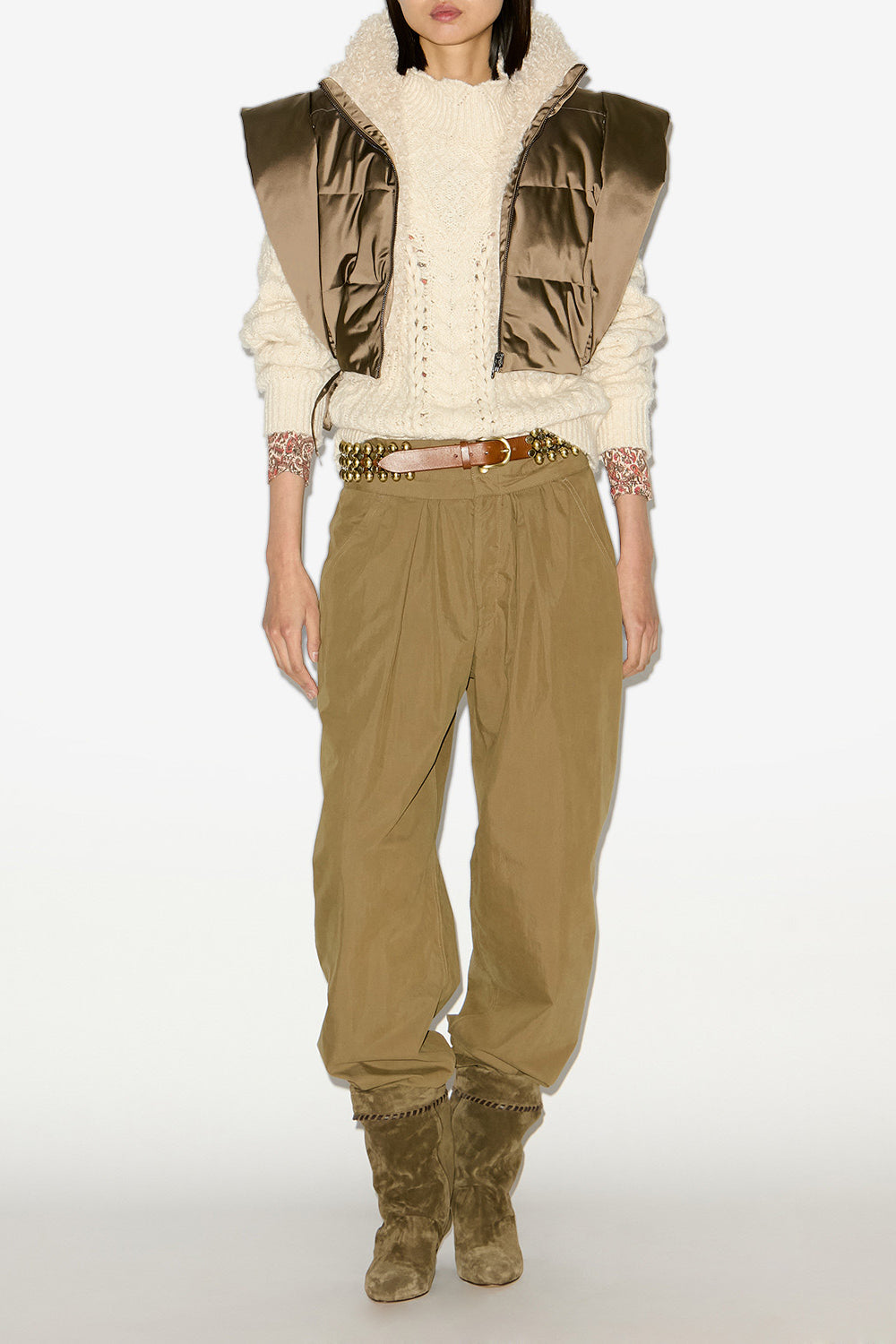 Cardigan hoodiali senza maniche e double face - Cachi - Woman - 2