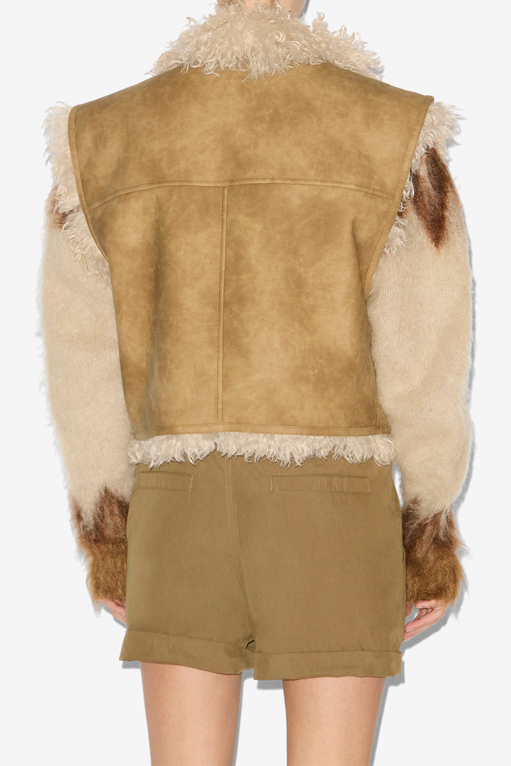 Gilet clara sans manches en faux mouton retourné - Taupe - Woman - 5