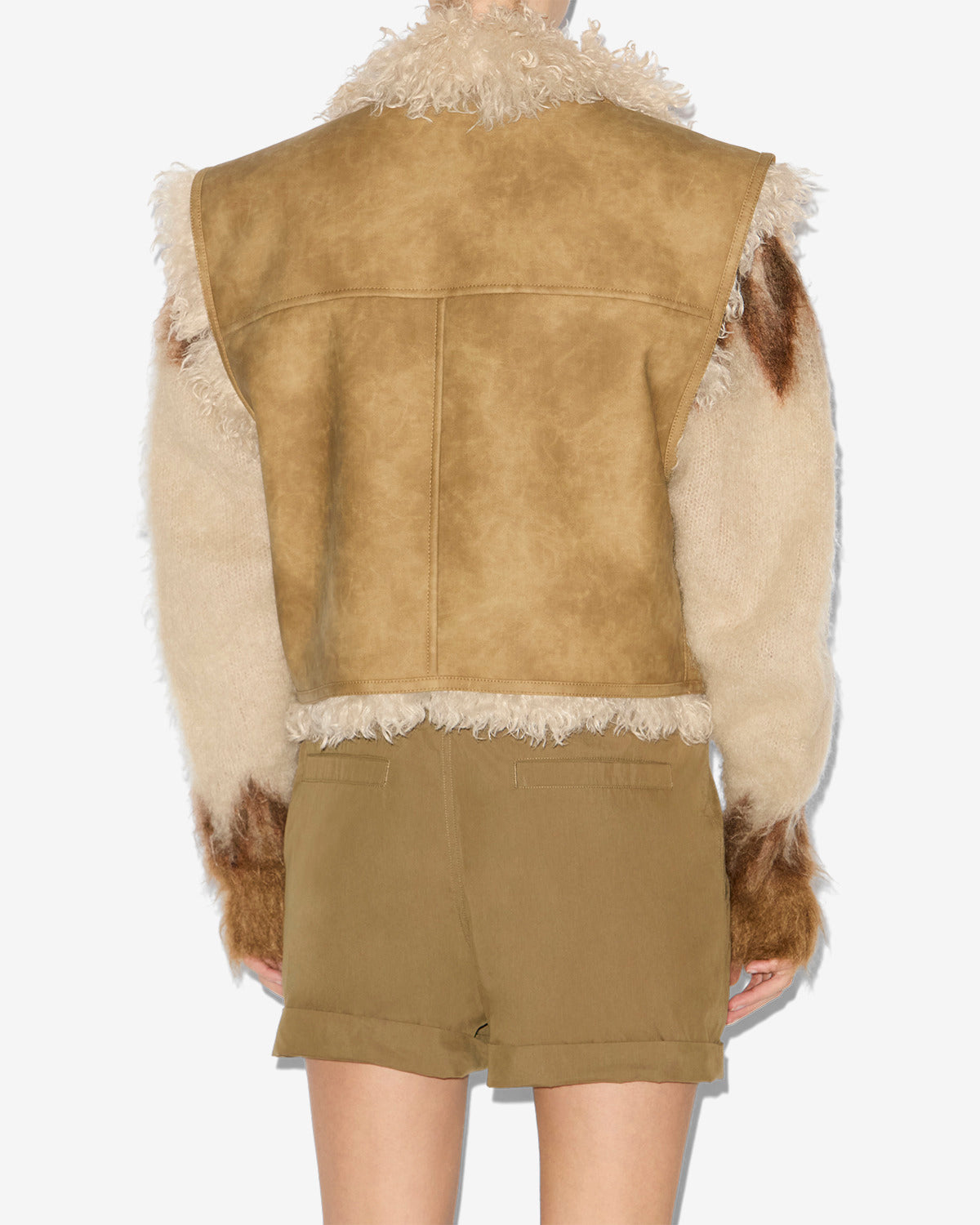 Cardigan clara senza maniche in ecopelle shearling - Taupe - Woman - 4