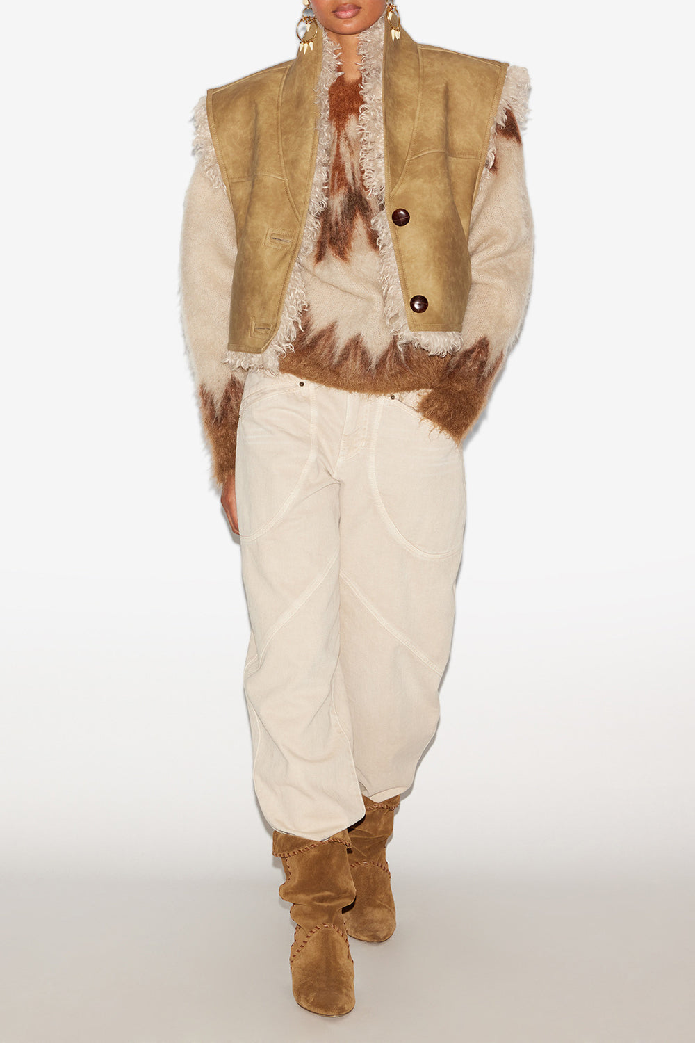 Gilet clara sans manches en faux mouton retourné - Taupe - Woman - 2