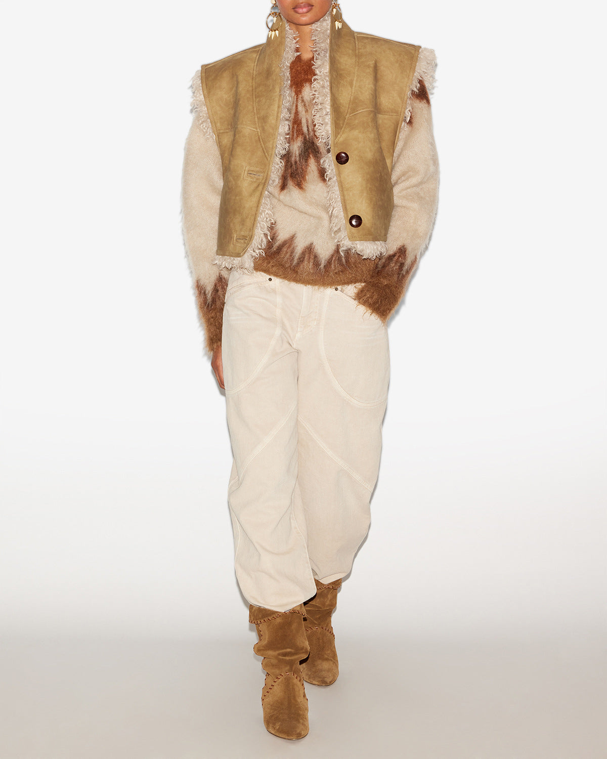 Cardigan clara senza maniche in ecopelle shearling - Taupe - Woman - 1