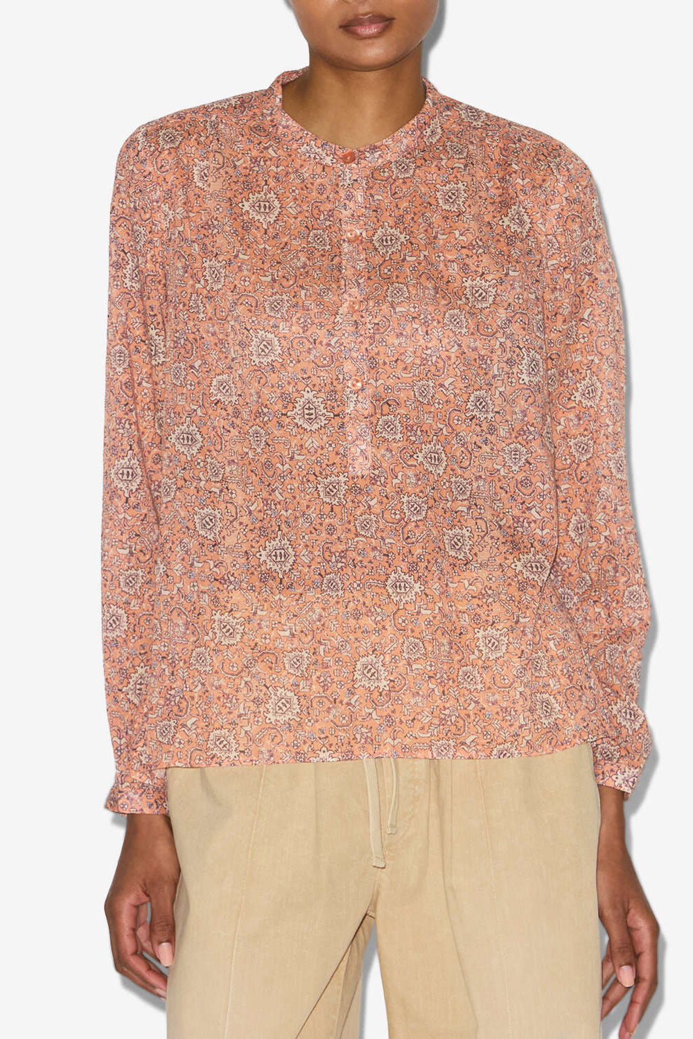 Bluse maria aus bedrucktem baumwollvoile - Orange - Woman - 4