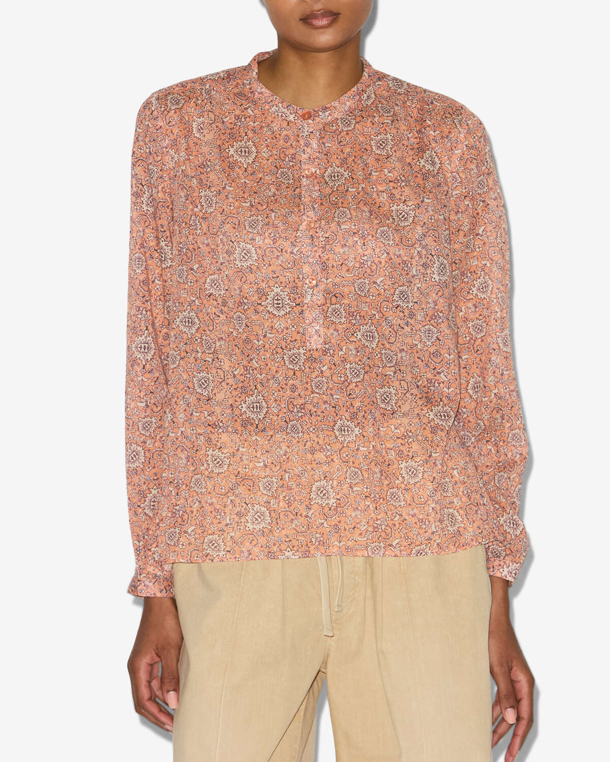Bluse maria aus bedrucktem baumwollvoile - Orange - Woman - 3