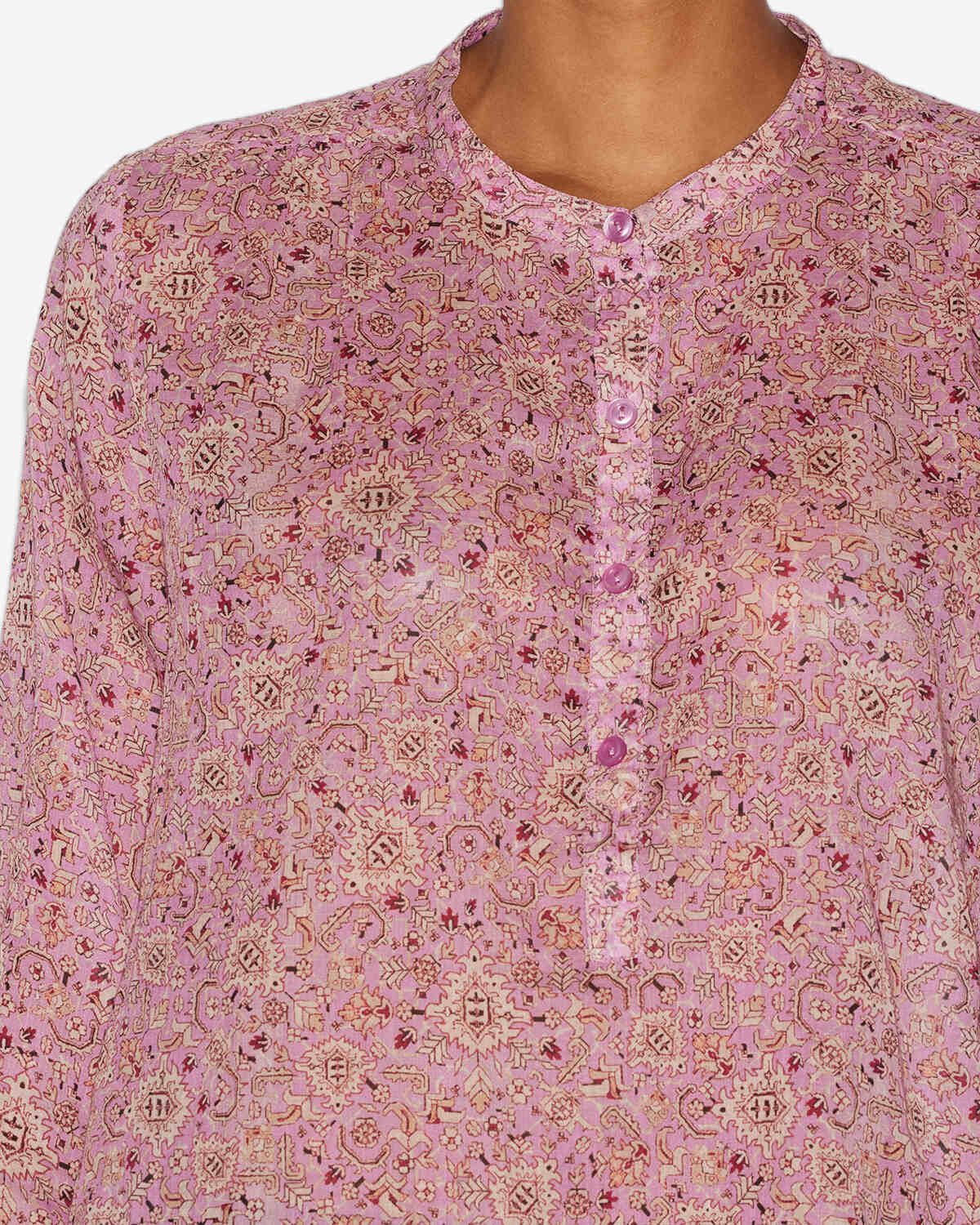 Blusa maria in voile di cotone con stampa - Rosa - Woman - 2