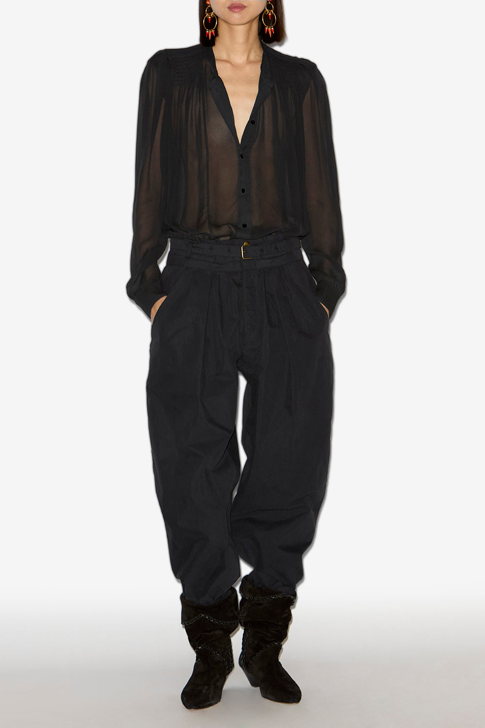 Noeline printed crepe blouse - Black - Woman - 2