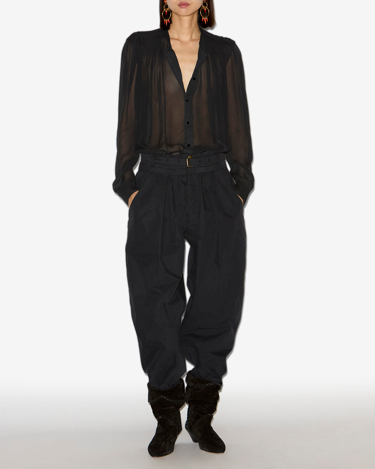 Noeline printed crepe blouse - Black - Woman - 1