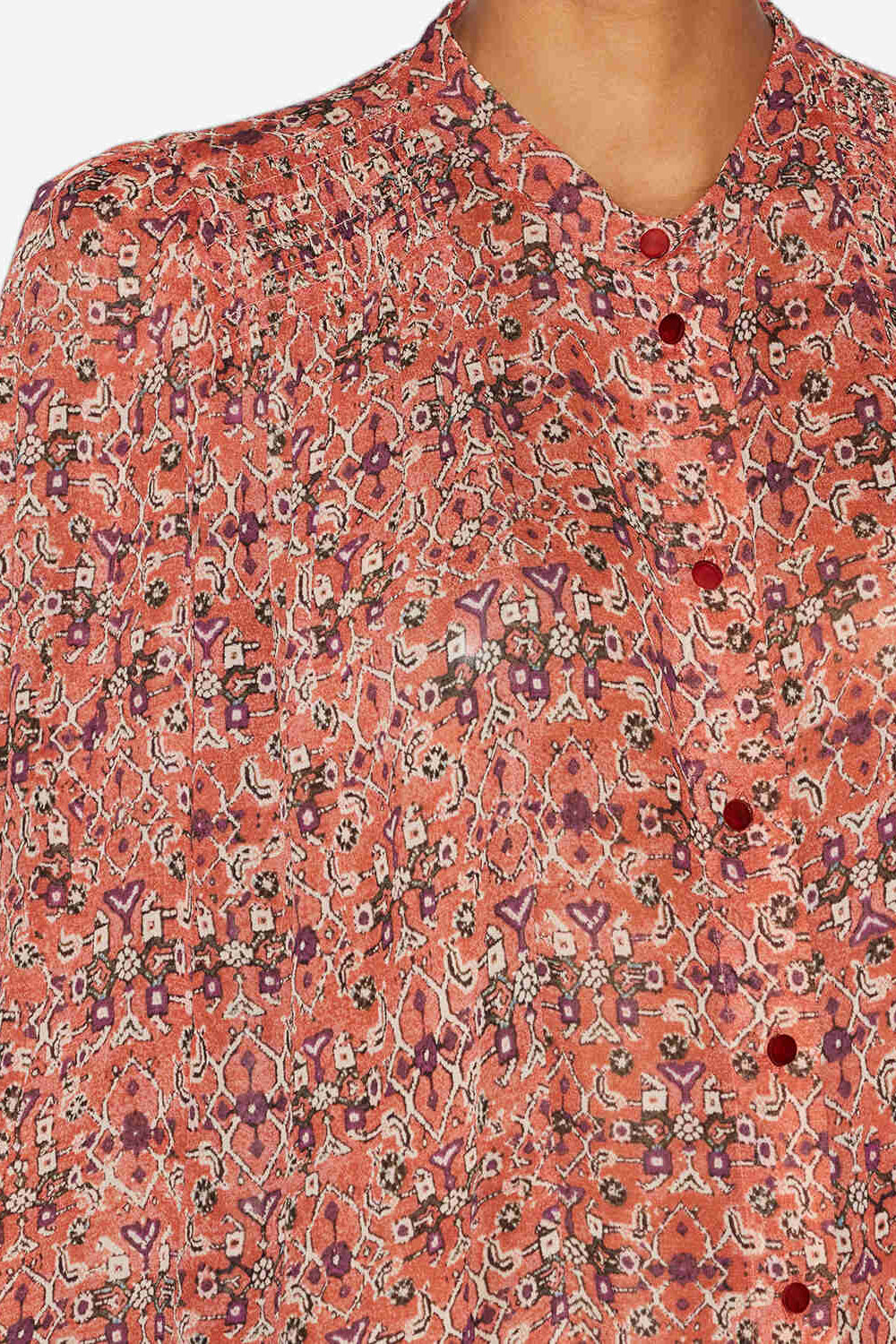 Blusa noeline in crêpe stampato - Arancia - Woman - 3