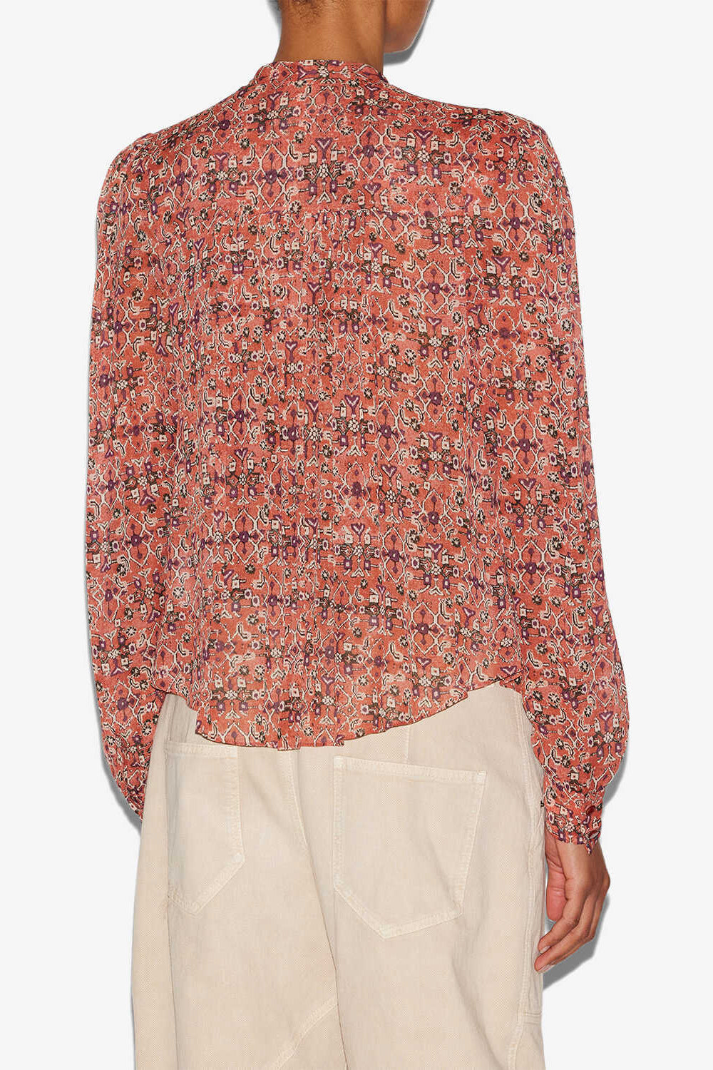 Blusa noeline in crêpe stampato - Arancia - Woman - 5