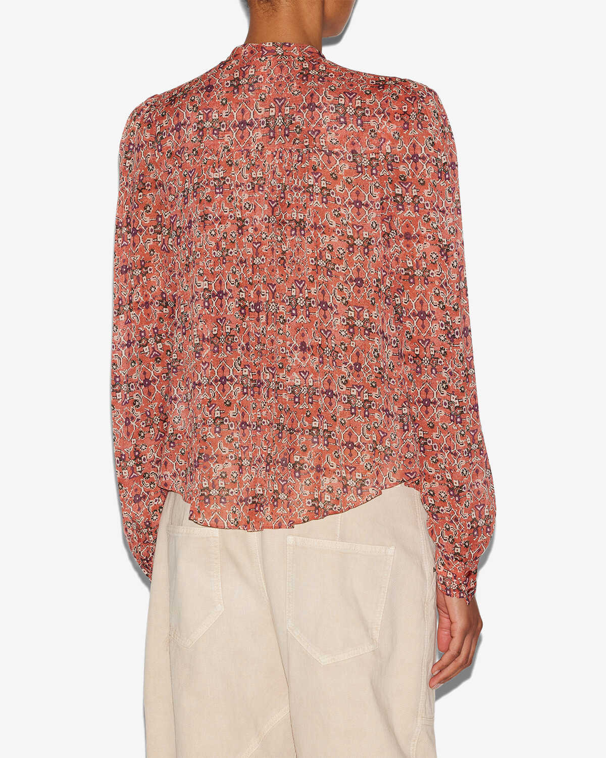 Blusa noeline in crêpe stampato - Arancia - Woman - 4