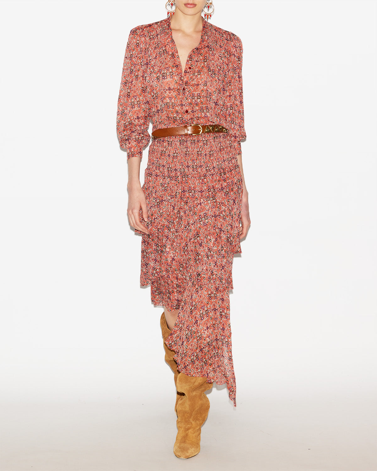 Blusa noeline in crêpe stampato - Arancia - Woman - 1