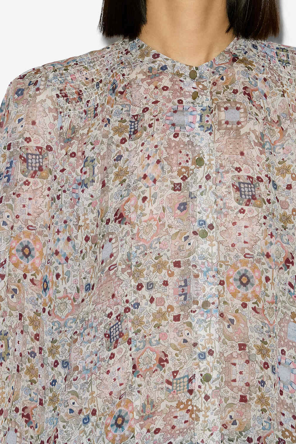 Noeline printed crepe blouse - Ecru - Woman - 3