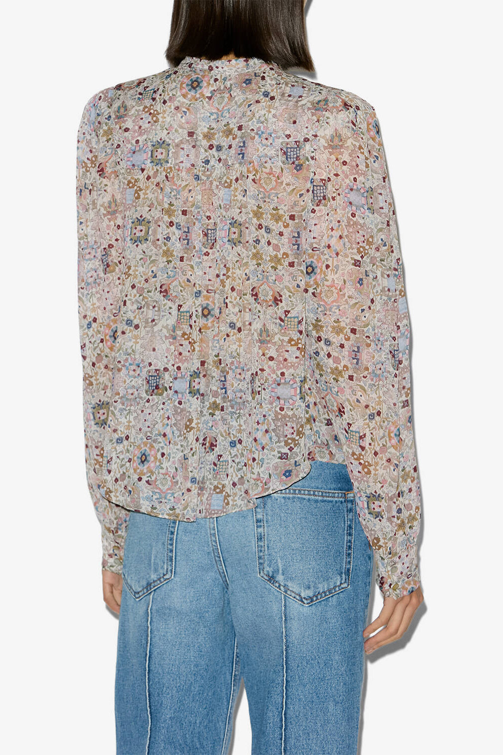 Noeline printed crepe blouse - Ecru - Woman - 5