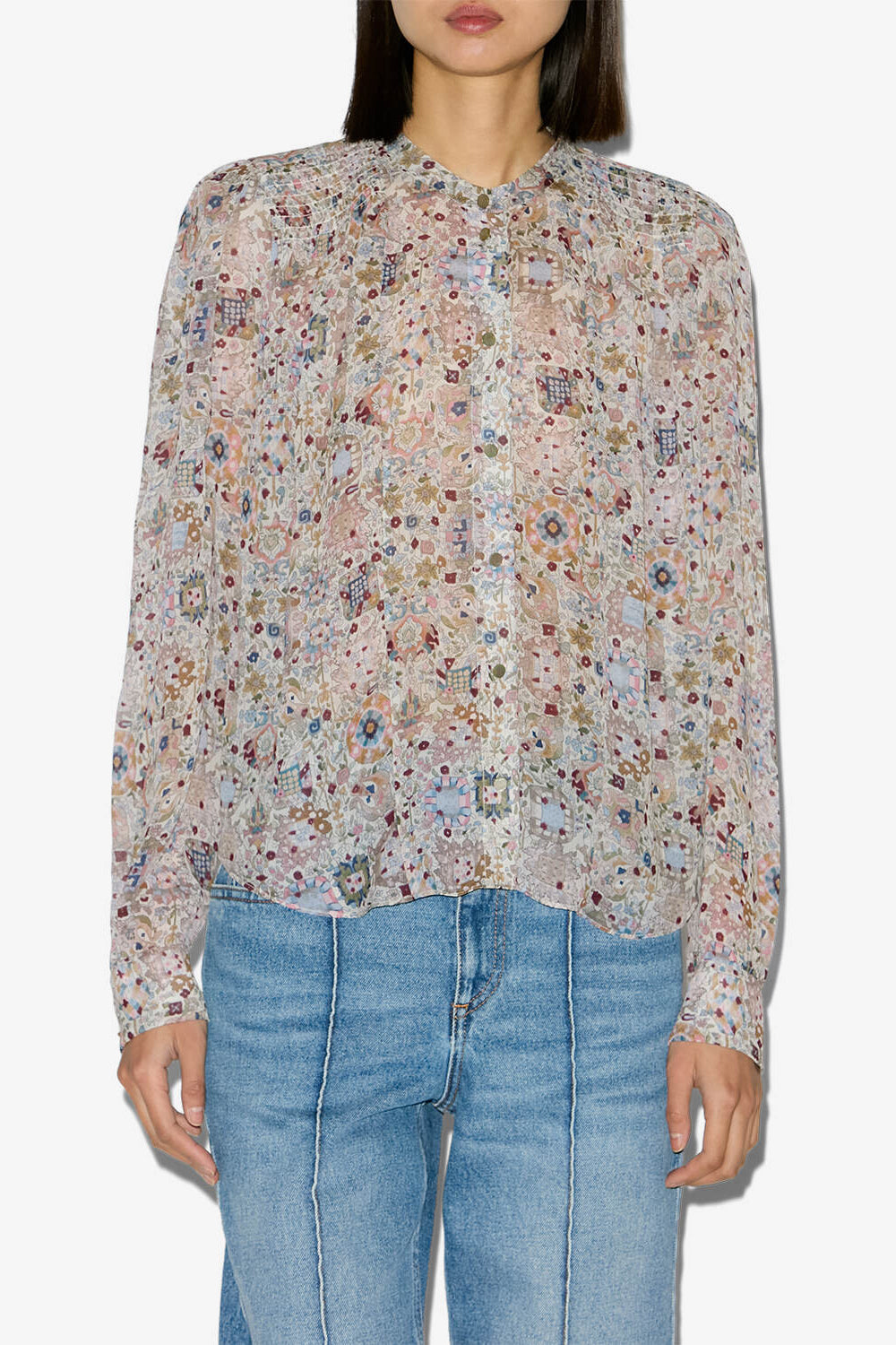 Noeline printed crepe blouse - Ecru - Woman - 4