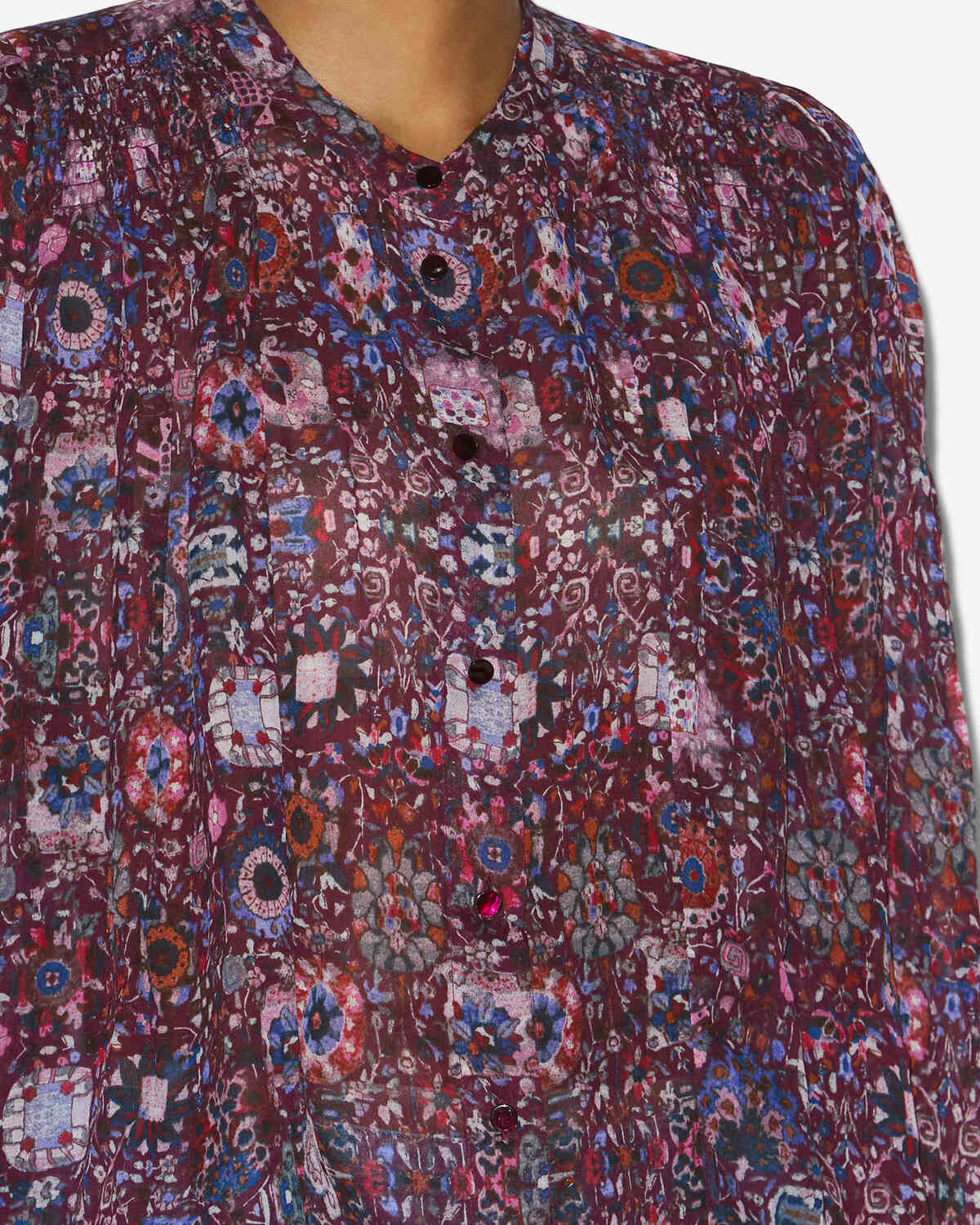 Blusa noeline in crêpe stampato - Plum - Woman - 2