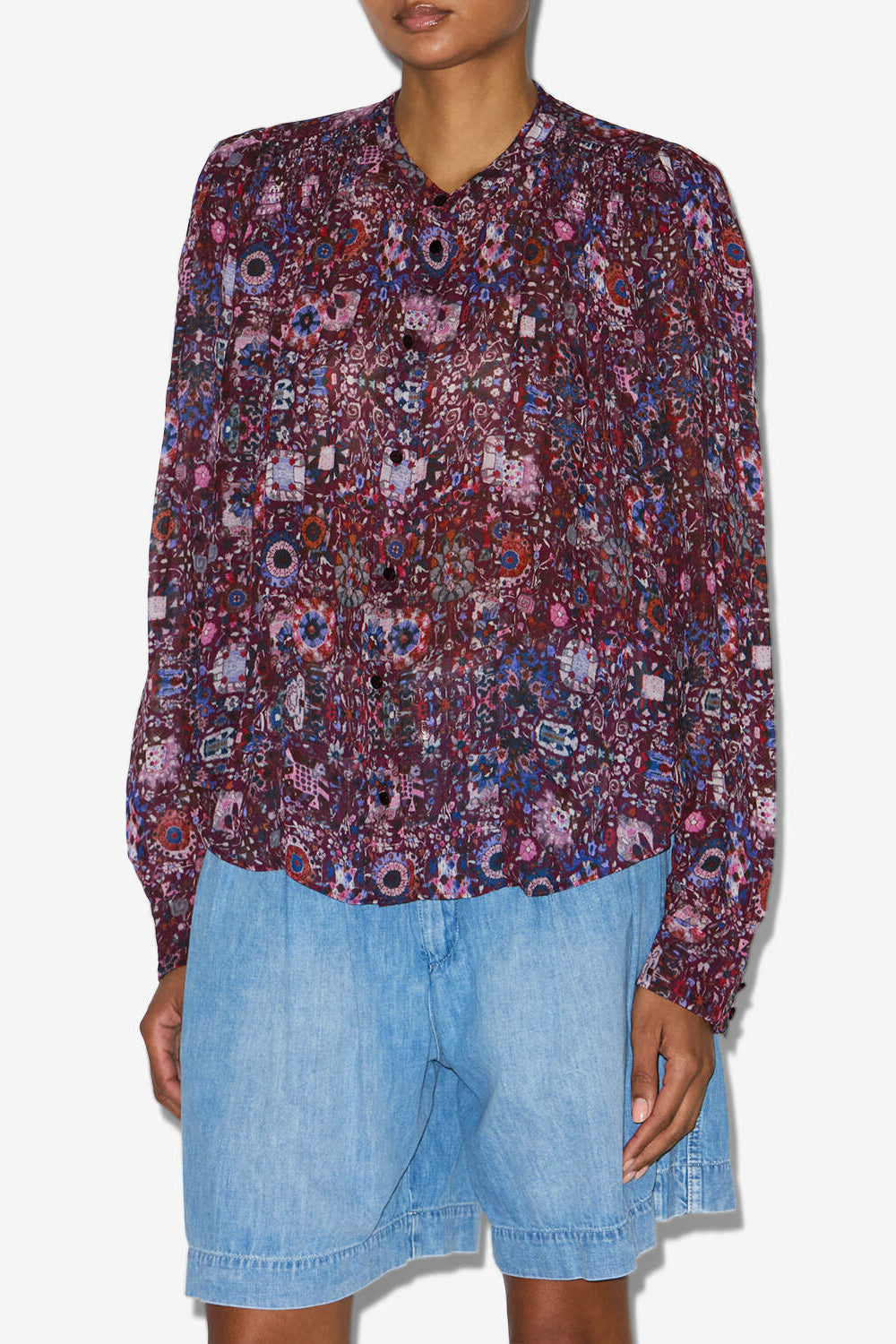 Noeline printed crepe blouse - Plum - Woman - 4