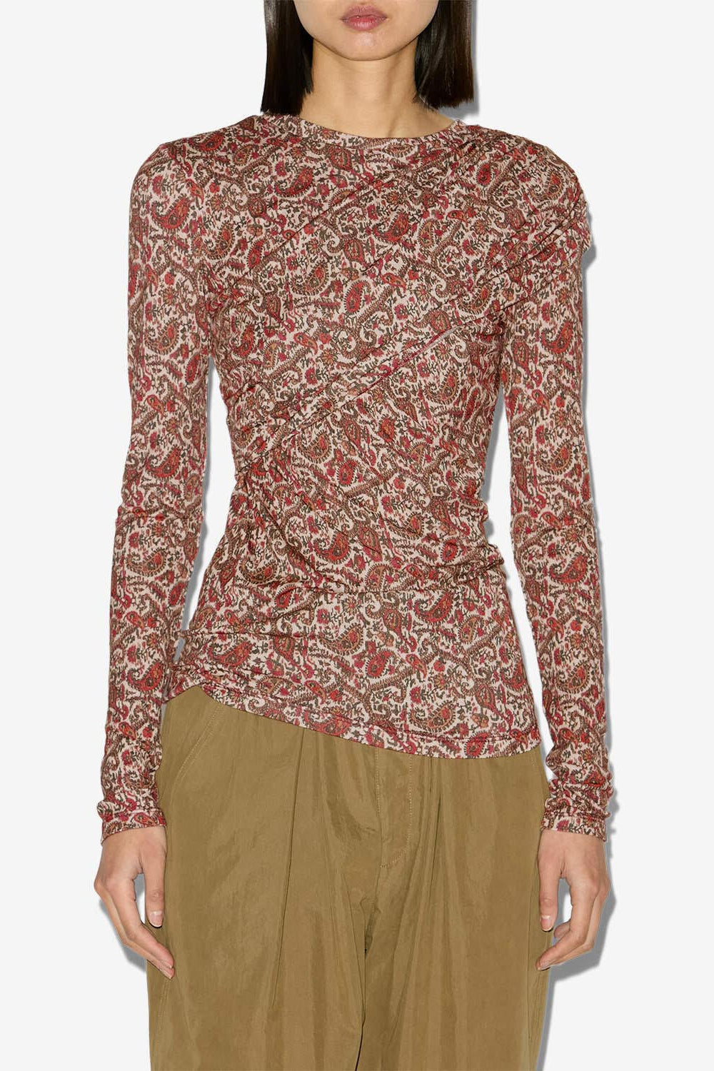 Dressi draped jersey top - Orange - Woman - 3