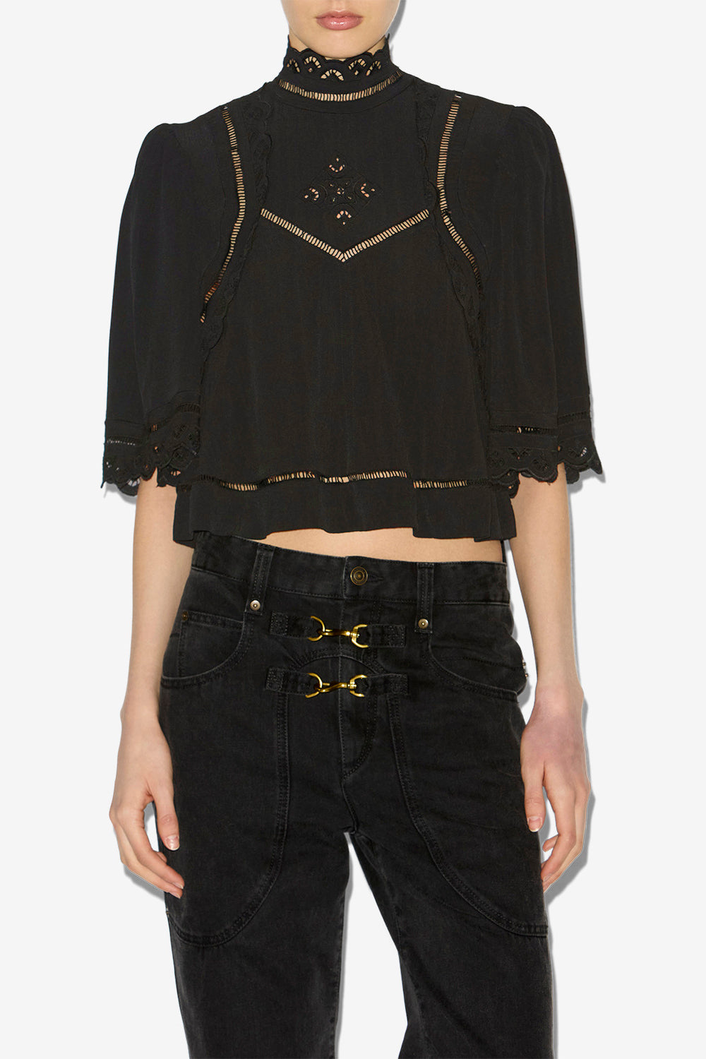 Top frany à broderies anglaises - Noir - Woman - 4