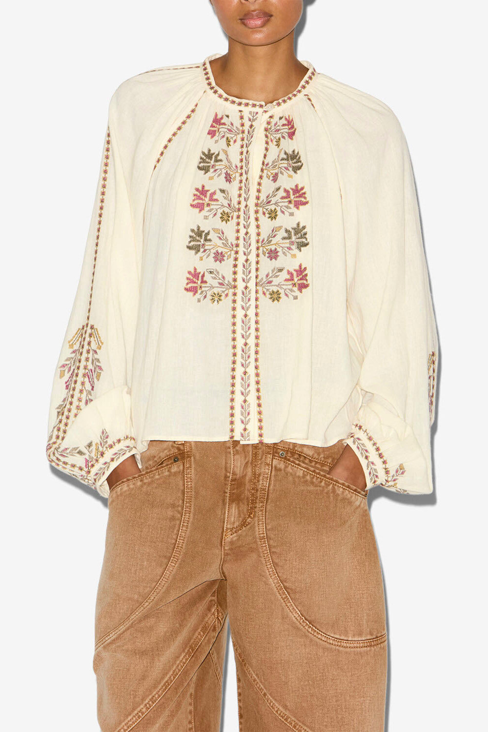 Bluse lynne aus besticktem musselin - Naturfarben - Woman - 3