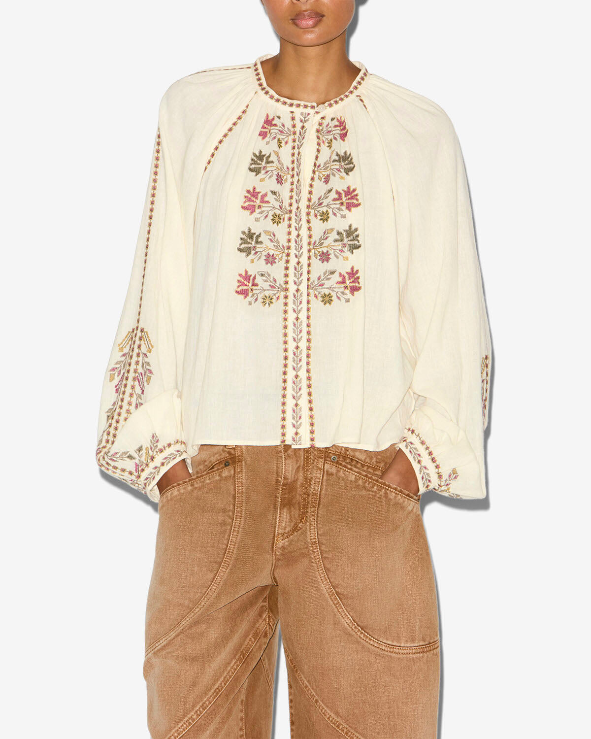 Blusa lynne in garza ricamata - Ecru - Woman - 2
