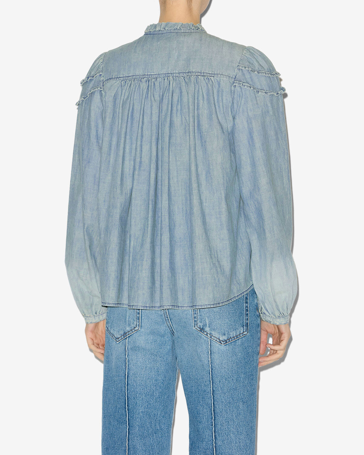 Blouse milya en chambray froncé - Bleu - Woman - 3