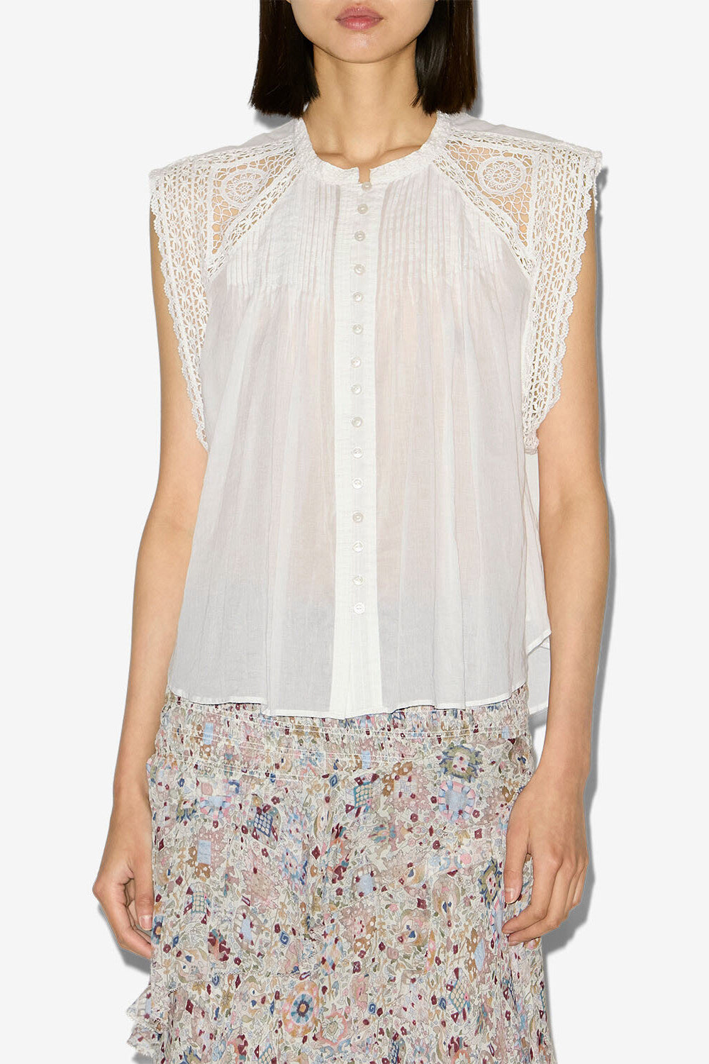 Top gresia in voile di cotone - Bianco - Woman - 3