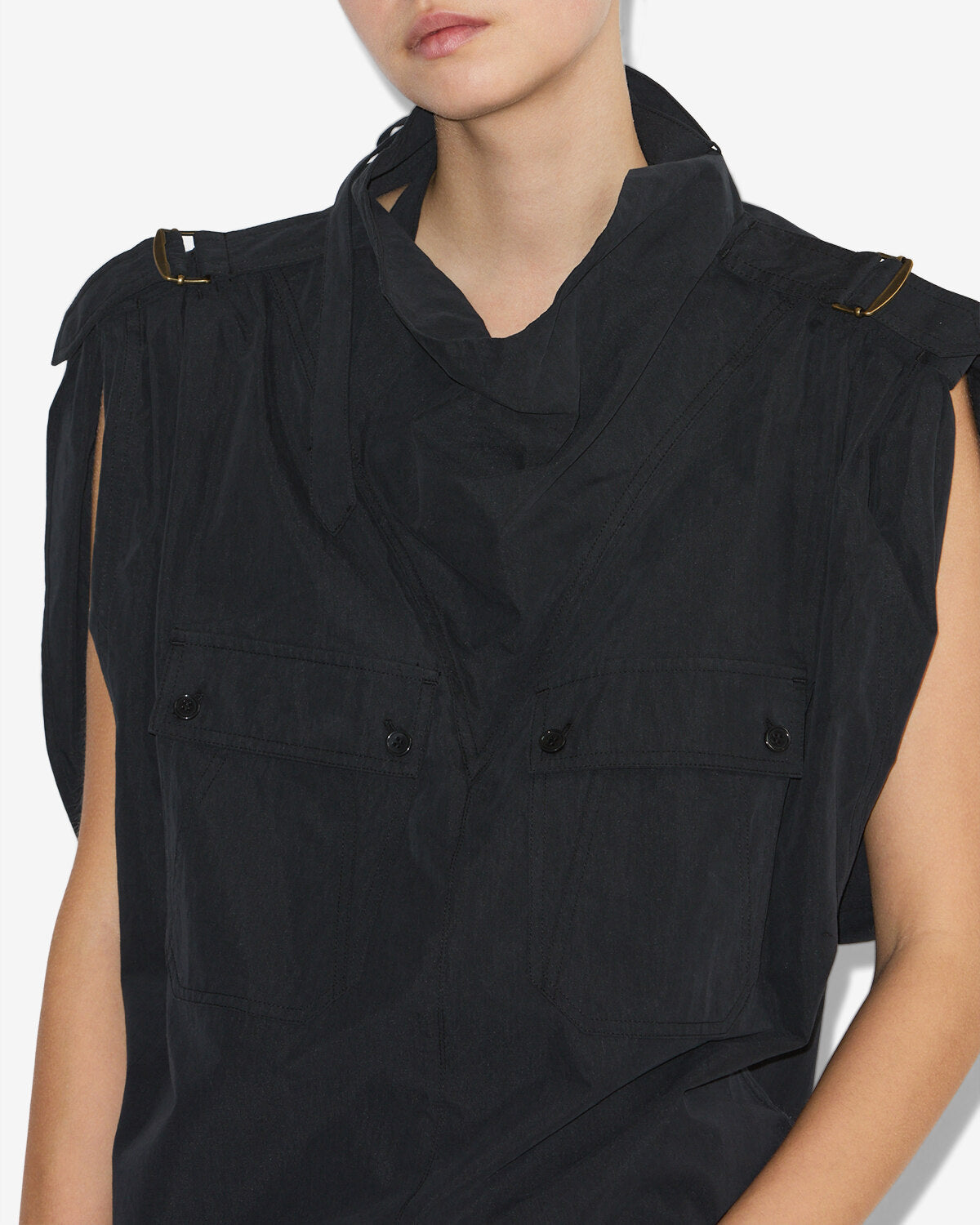 Nemia crisp cotton top - Black - Woman - 2