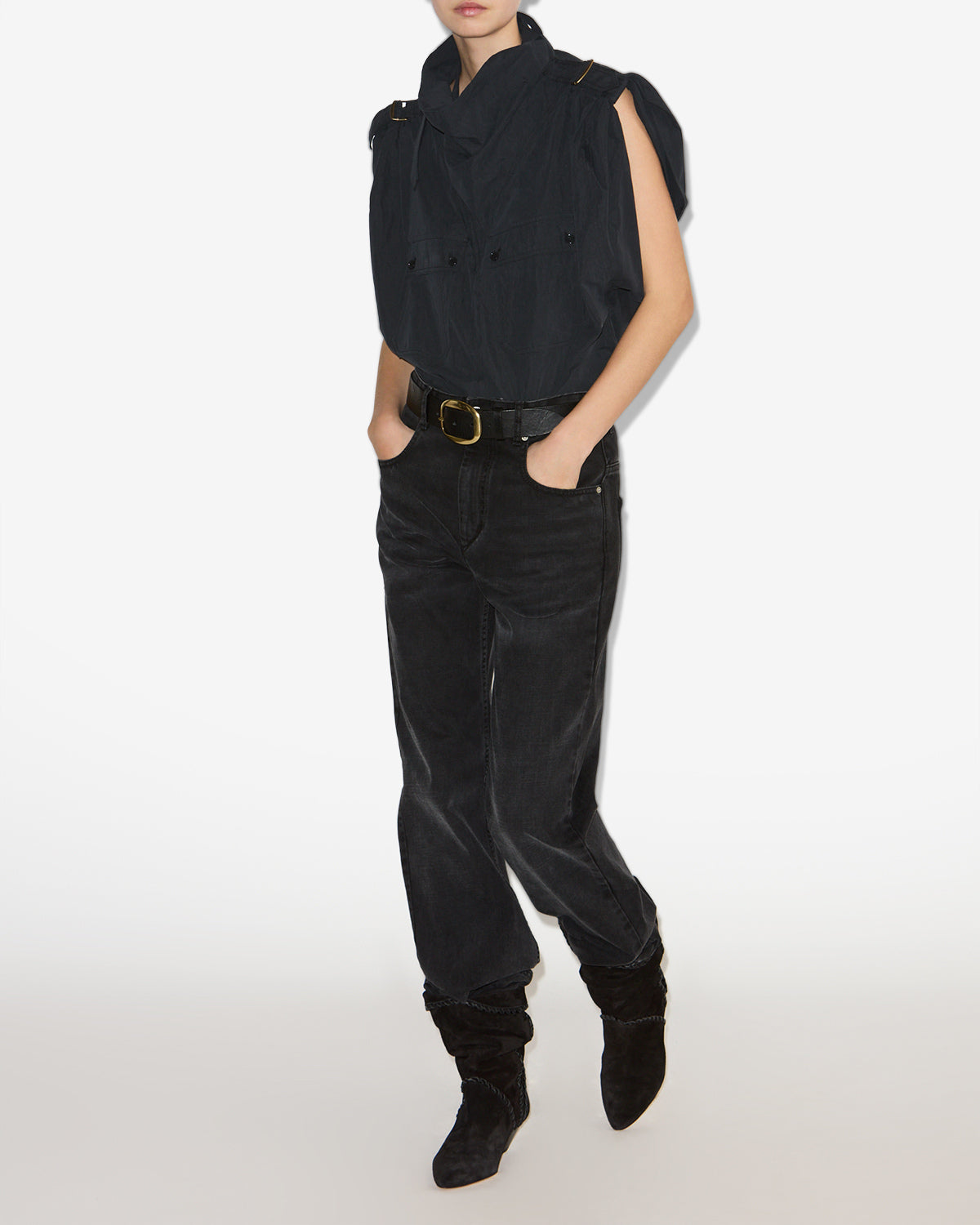Nemia crisp cotton top - Black - Woman - 1