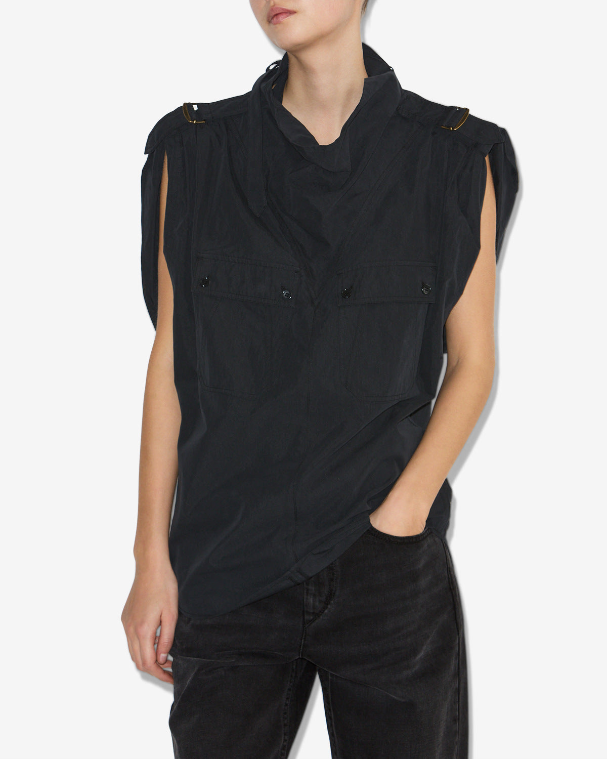 Nemia crisp cotton top - Black - Woman - 3