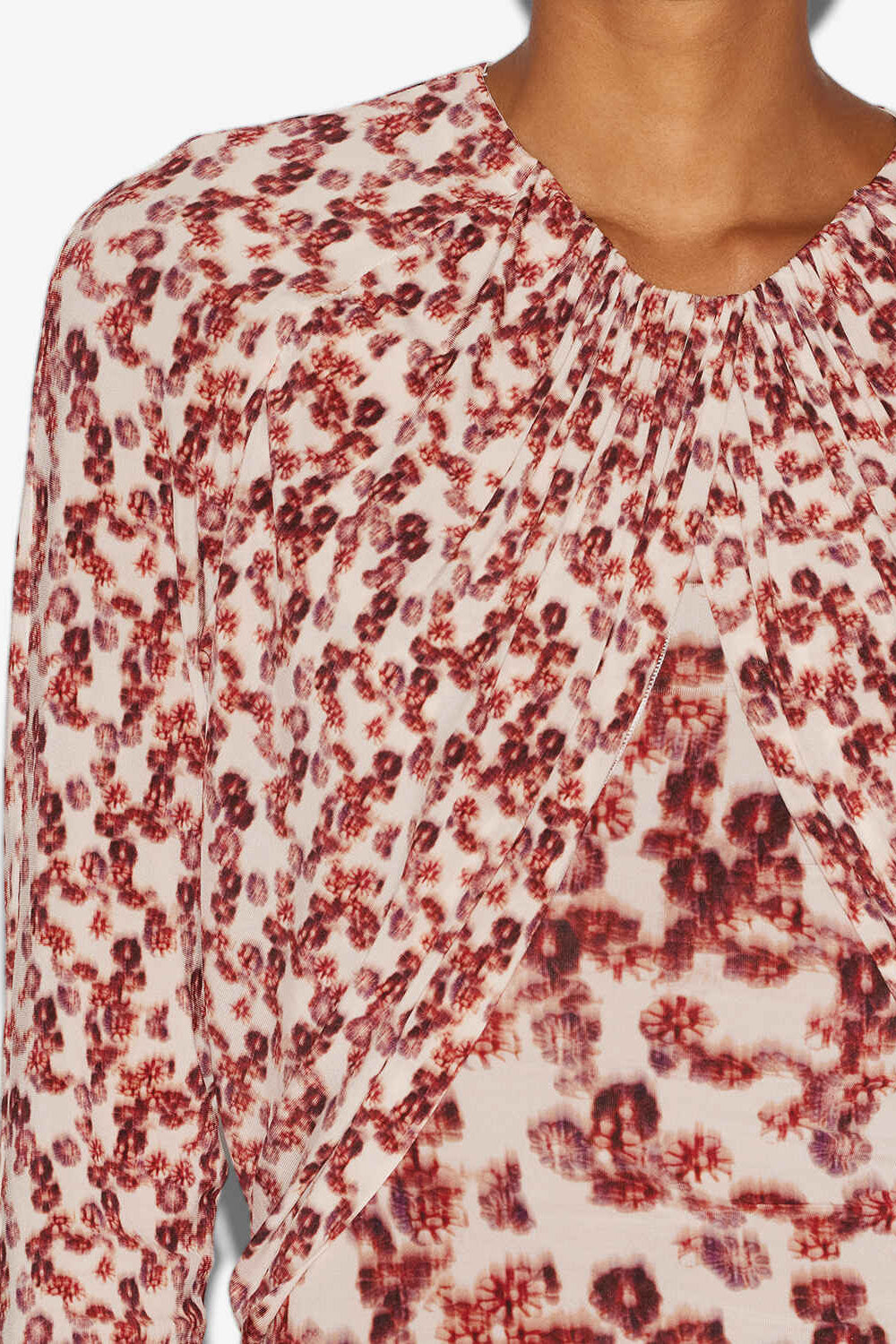 Top gaetane in jersey drappeggiato e stampato - Garnet - Woman - 2