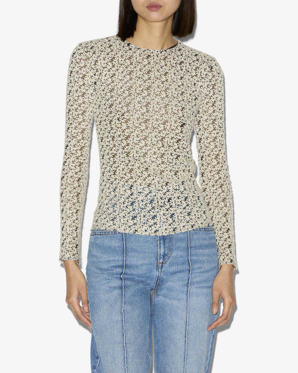 Soline embroidered tulle top - Ecru and black - Woman - 2
