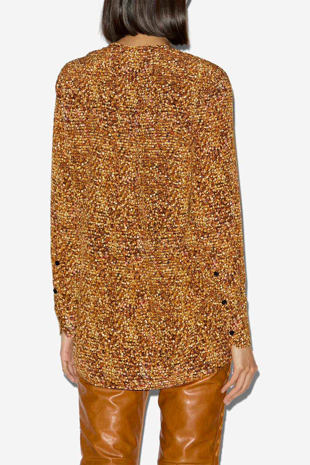 Blouse sima en soie imprimée  - Ocre - Woman - 4