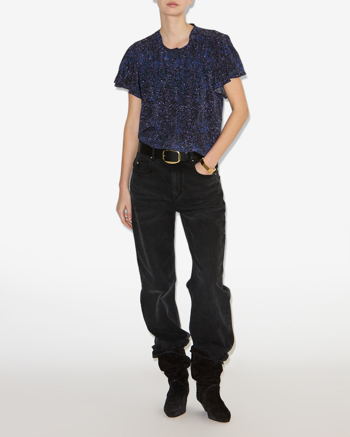 Top synda in seta stampata - Midnight - Woman - 1