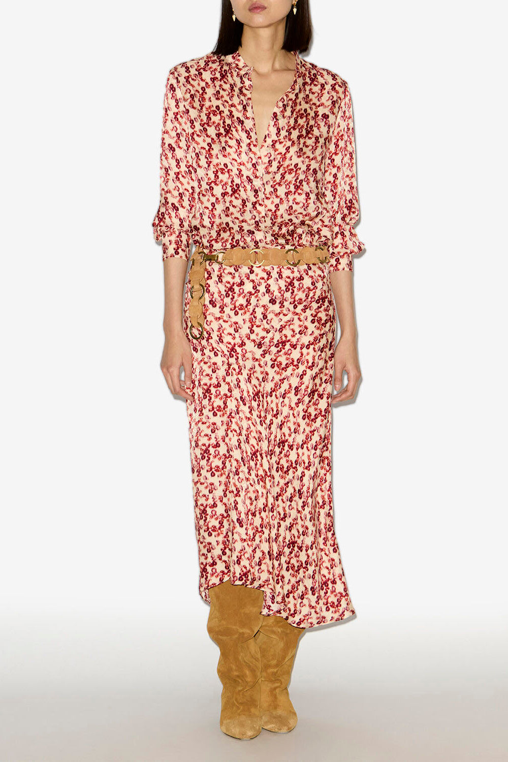 Jupe midi lisanne en jacquard à motif - Rouge grenat - Woman - 2