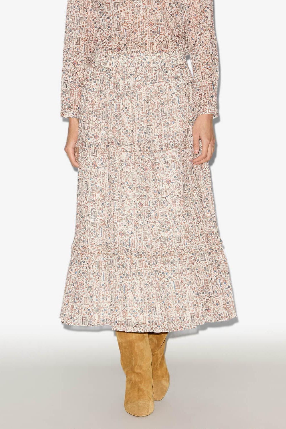 Jupe longue diya en coton léger imprimé  - Écru - Woman - 3
