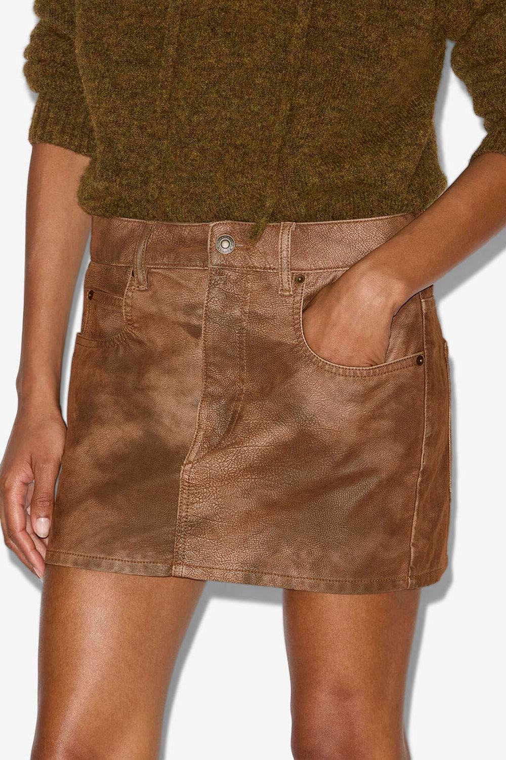 Mini-jupe kimmy en faux cuir  - Tabacco - Woman - 3