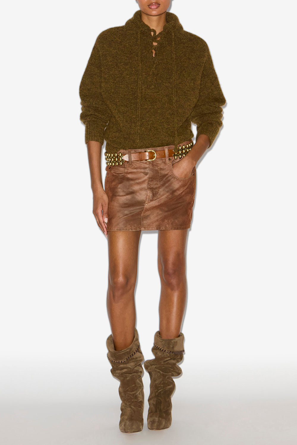 Mini-jupe kimmy en faux cuir  - Tabacco - Woman - 2