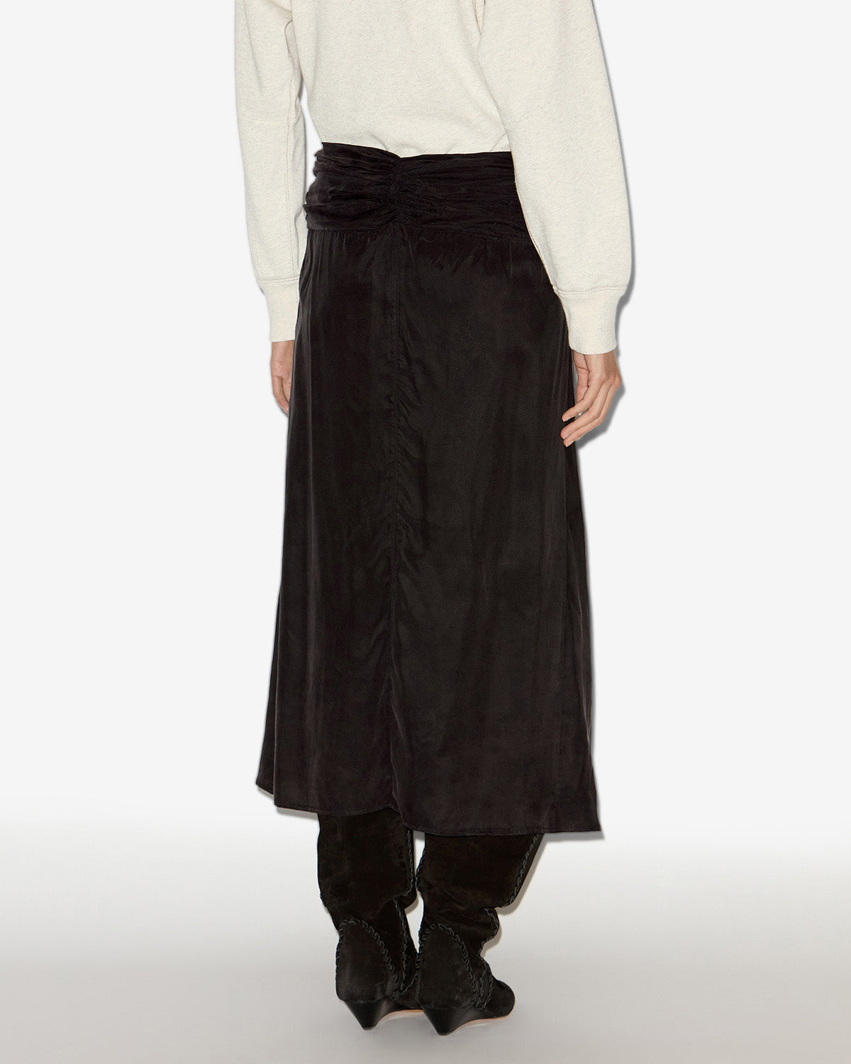 Gonna midi zoan in raso arricciato - Nero lavato - Woman - 3