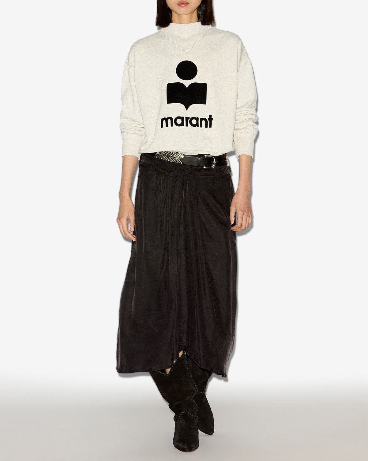 Gonna midi zoan in raso arricciato - Nero lavato - Woman - 1