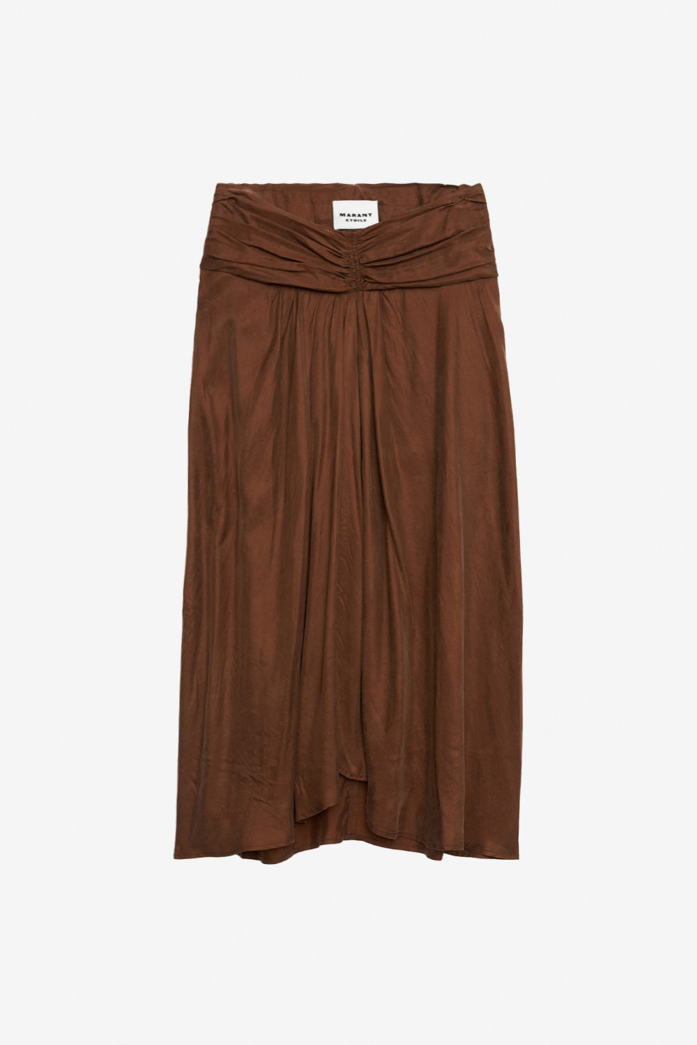 Jupe midi zoan en satin froncé - Tabacco - Woman - 1