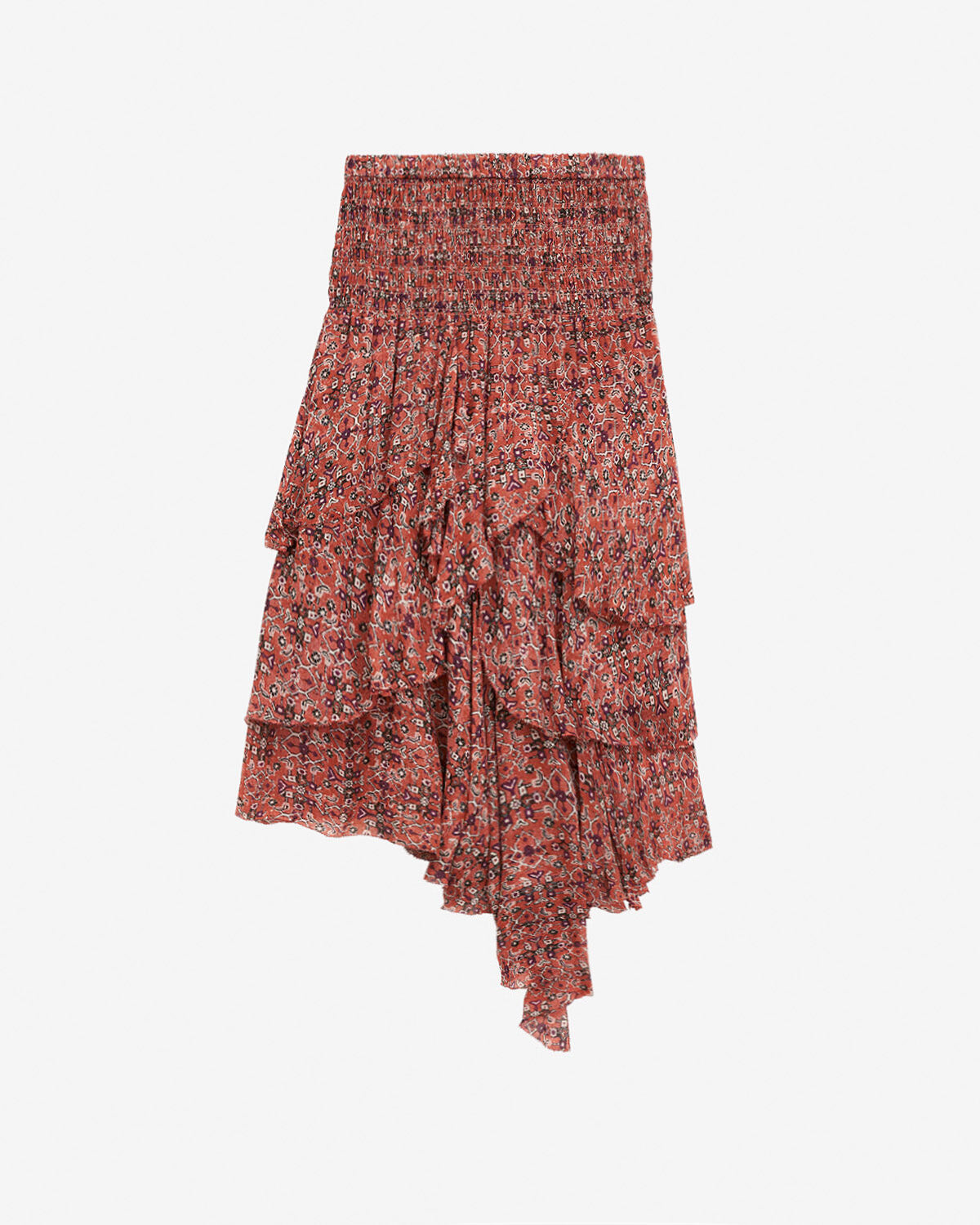 Gonna midi brigitte con stampa e volant - Arancia - Woman - 4