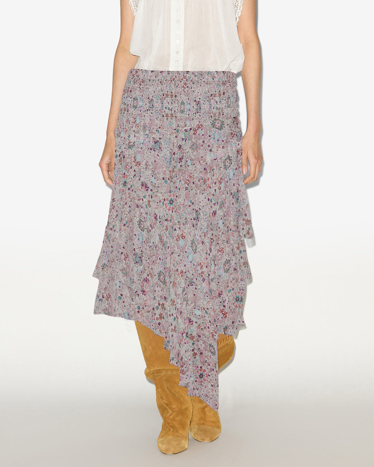 Brigitte frilly printed midi skirt - Ecru - Woman - 2